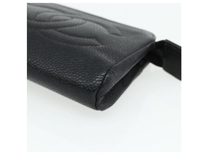 Monedero CHANEL de piel caviar negro con CC dorado Auth bs34754 - vista 7