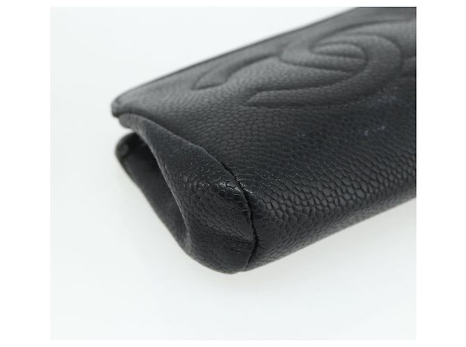 Monedero CHANEL de piel caviar negro con CC dorado Auth bs34754 - vista 8
