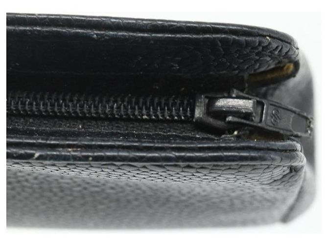 Monedero CHANEL de piel caviar negro con CC dorado Auth bs34754 - vista 9