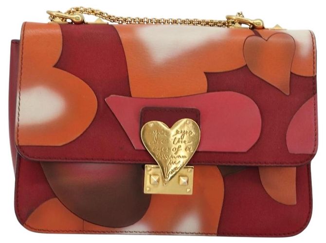 Borsa a spalla in pelle Valentino rossa oro Auth bs34661A Rosso D'oro - vista 13