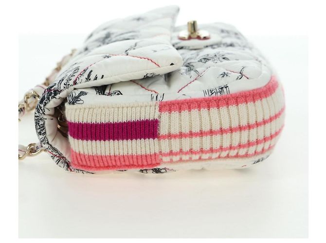 CHANEL Matelassé 26 Borsa a Spalla con Catena Nylon Bianco Oro CC Auth 176536SAV D'oro - vista 3