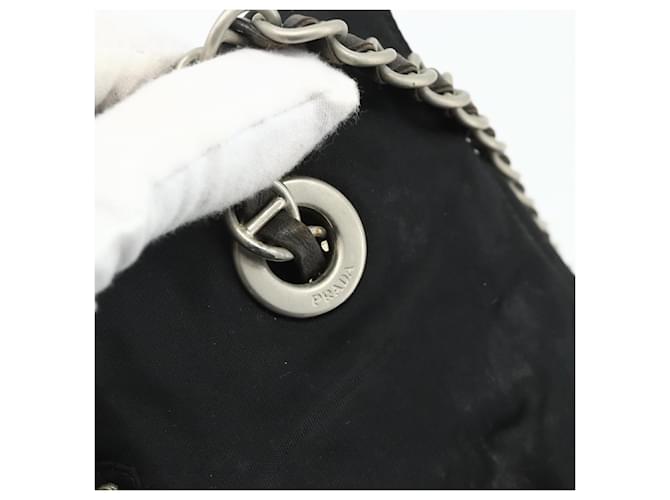 Tote PRADA Kettentasche Nylon Schwarz Silber Auth bs34649 - Ansicht 10