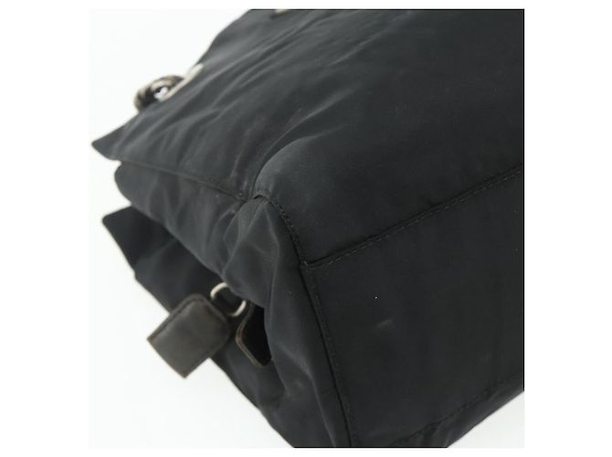 Tote PRADA Kettentasche Nylon Schwarz Silber Auth bs34649 - Ansicht 14