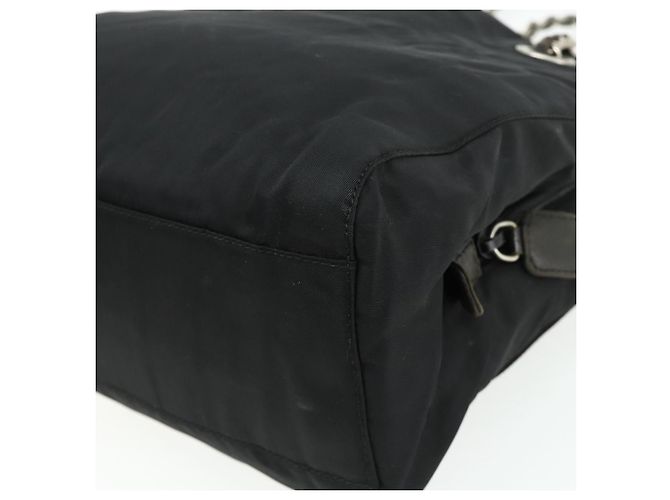 Tote PRADA Kettentasche Nylon Schwarz Silber Auth bs34649 - Ansicht 15