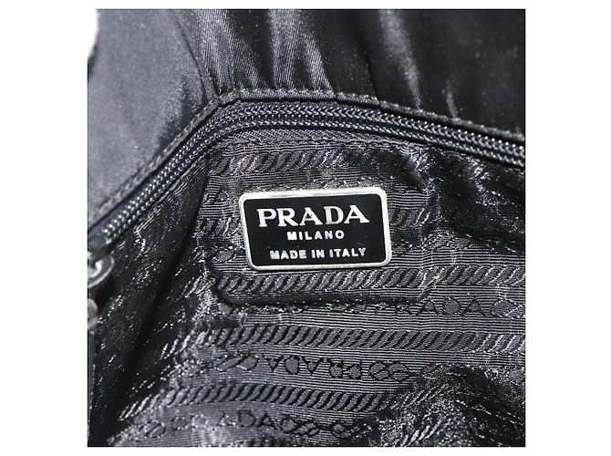 Tote PRADA Kettentasche Nylon Schwarz Silber Auth bs34649 - Ansicht 19