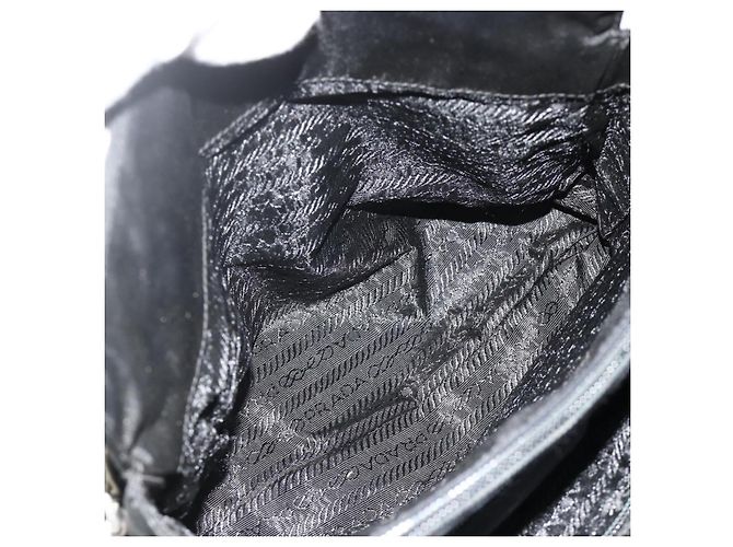 Tote PRADA Kettentasche Nylon Schwarz Silber Auth bs34649 - Ansicht 25