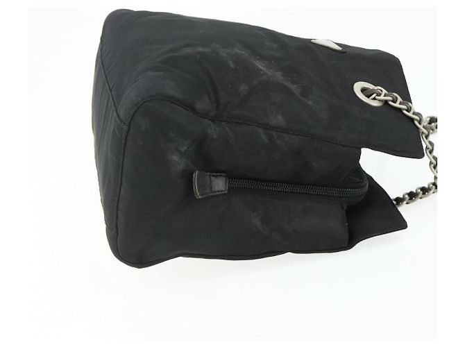 Tote PRADA Kettentasche Nylon Schwarz Silber Auth bs34649 - Ansicht 4