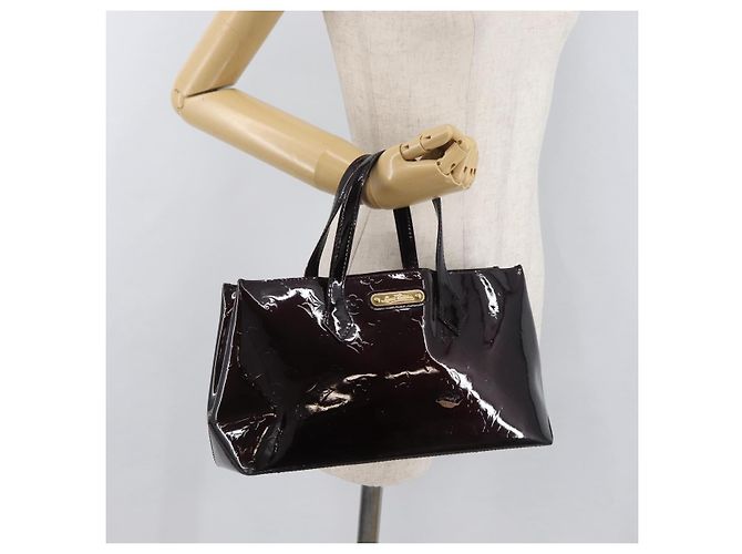 LOUIS VUITTON Borsa a Mano Monogram Vernis Wilshire PM Amarante M93641 Auth 177431 Bordò - vista 23
