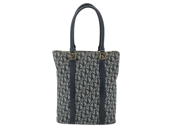 Christian Dior Trotter Canvas Tote Bag Navy Gold Auth 175856 - Ansicht 2