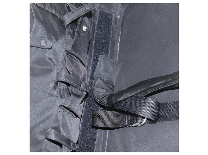 Borsa da lavoro PRADA in nylon nero e argento Auth ti3842 - vista 11