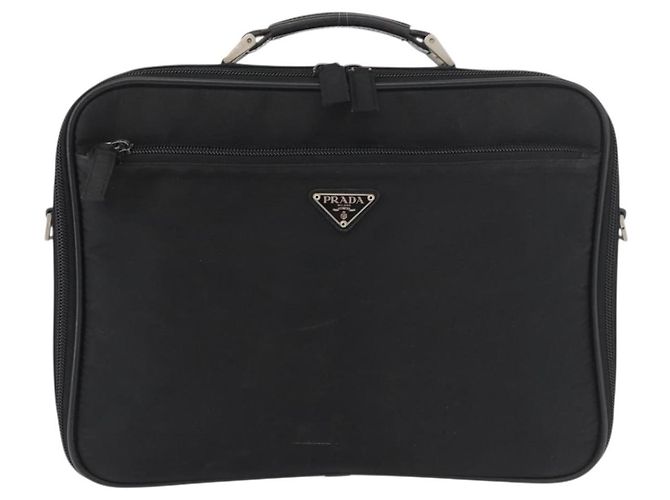 Borsa da lavoro PRADA in nylon nero e argento Auth ti3842 - vista 13