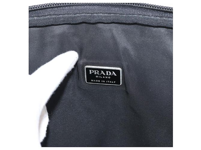 Borsa da lavoro PRADA in nylon nero e argento Auth ti3842 - vista 18