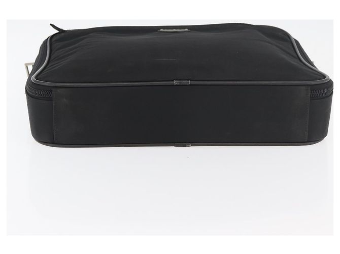 Borsa da lavoro PRADA in nylon nero e argento Auth ti3842 - vista 5