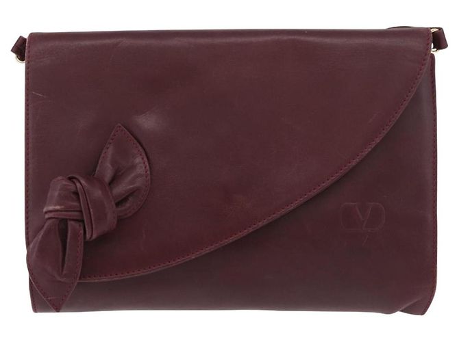 Borsa a Spalla in Pelle Bordeaux Valentino con Oro Auth bs34747 D'oro Bordò - vista 13