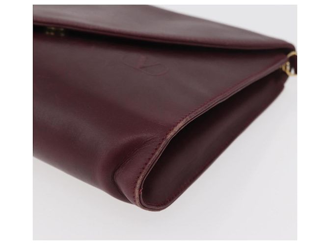 Borsa a Spalla in Pelle Bordeaux Valentino con Oro Auth bs34747 D'oro Bordò - vista 15