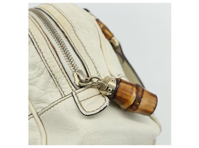 Borsa Boston in pelle Gucci Bamboo bianca e oro 154376 Auth ep14116 Bianco D'oro - vista 10