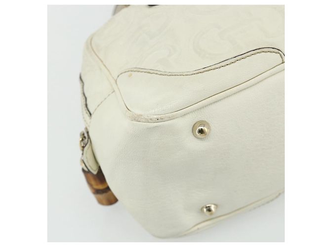 Borsa Boston in pelle Gucci Bamboo bianca e oro 154376 Auth ep14116 Bianco D'oro - vista 15