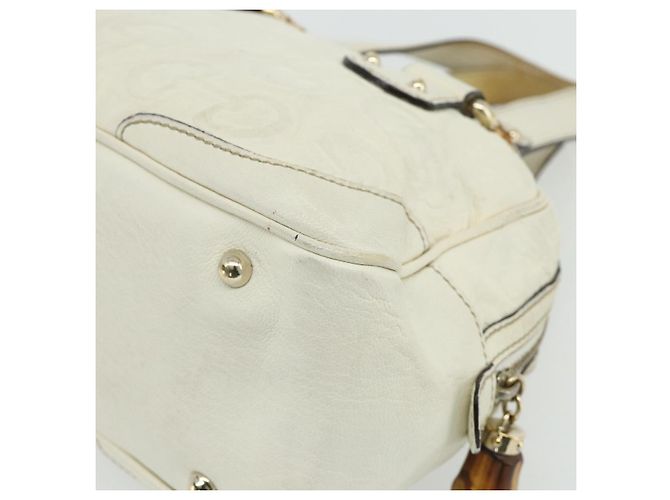 Borsa Boston in pelle Gucci Bamboo bianca e oro 154376 Auth ep14116 Bianco D'oro - vista 16
