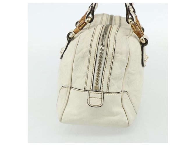 Borsa Boston in pelle Gucci Bamboo bianca e oro 154376 Auth ep14116 Bianco D'oro - vista 4