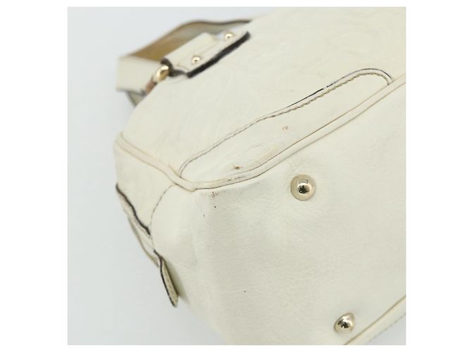 Borsa Boston in pelle Gucci Bamboo bianca e oro 154376 Auth ep14116 Bianco D'oro - vista 9