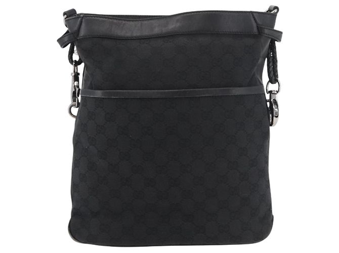 Borsa a Spalla GG Canvas Gucci Nera Argento 109097 Auth 175057 Nero - vista 13