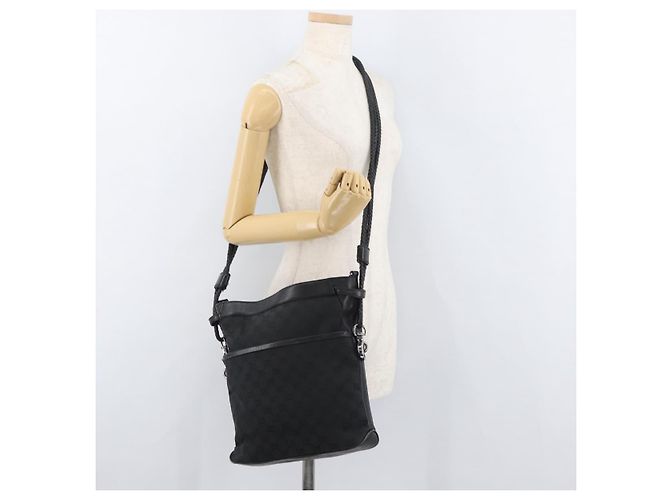 Borsa a Spalla GG Canvas Gucci Nera Argento 109097 Auth 175057 Nero - vista 22