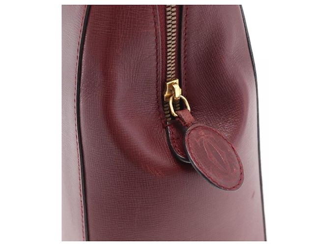 CARTIER Must Line Bolsa Tote Cuero Burdeos Oro Auth 175064A - vista 10