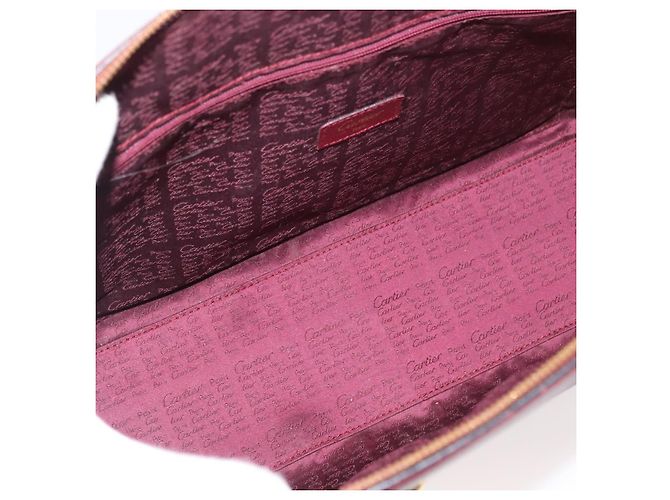 CARTIER Must Line Bolsa Tote Cuero Burdeos Oro Auth 175064A - vista 11