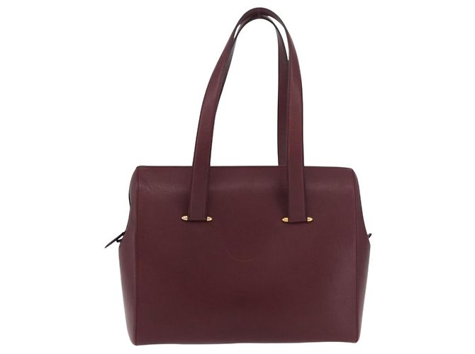 CARTIER Must Line Bolsa Tote Cuero Burdeos Oro Auth 175064A - vista 13
