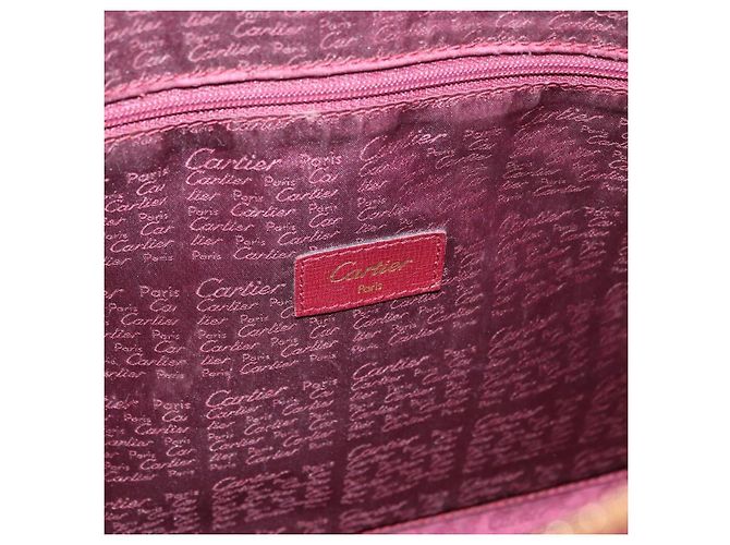 CARTIER Must Line Bolsa Tote Cuero Burdeos Oro Auth 175064A - vista 17