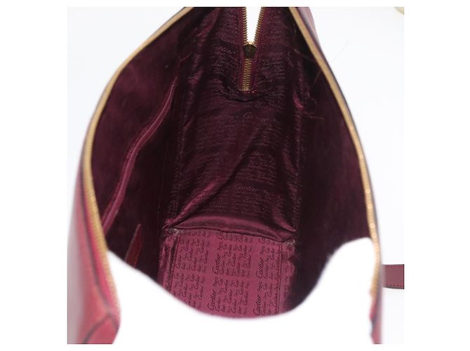 CARTIER Must Line Bolsa Tote Cuero Burdeos Oro Auth 175064A - vista 18