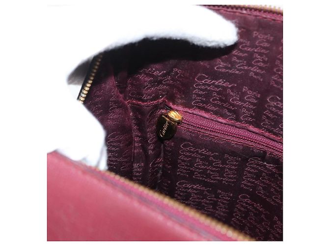 CARTIER Must Line Bolsa Tote Cuero Burdeos Oro Auth 175064A - vista 20