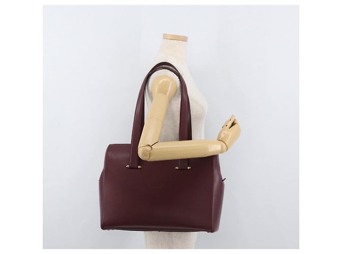 CARTIER Must Line Bolsa Tote Cuero Burdeos Oro Auth 175064A - vista 22