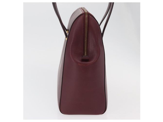 CARTIER Must Line Bolsa Tote Cuero Burdeos Oro Auth 175064A - vista 3