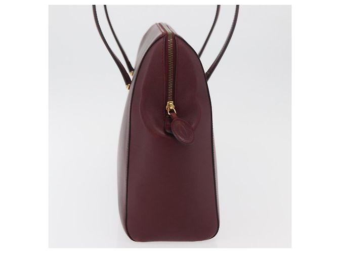 CARTIER Must Line Bolsa Tote Cuero Burdeos Oro Auth 175064A - vista 4