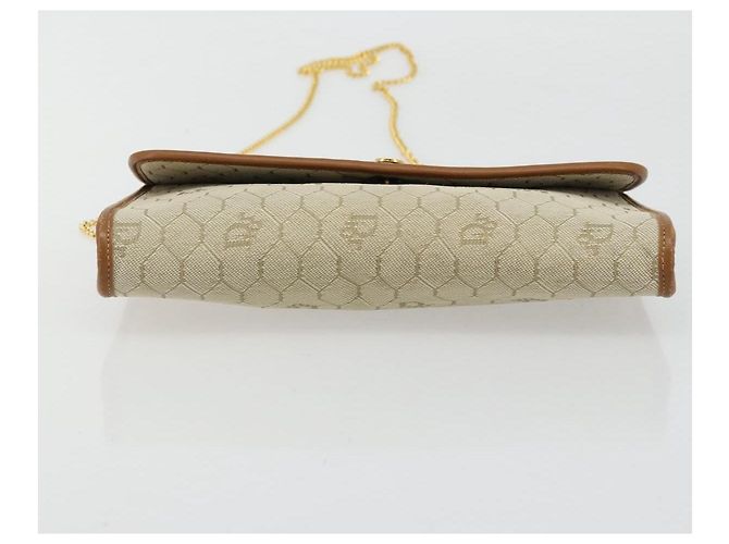 Borsa a spalla in tela a nido d'ape Christian Dior beige oro Auth 168850 - vista 14