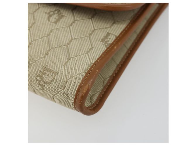 Borsa a spalla in tela a nido d'ape Christian Dior beige oro Auth 168850 - vista 17