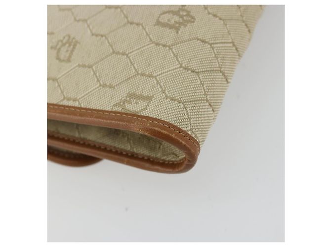 Borsa a spalla in tela a nido d'ape Christian Dior beige oro Auth 168850 - vista 21