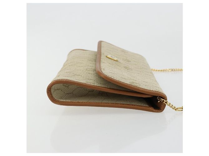 Borsa a spalla in tela a nido d'ape Christian Dior beige oro Auth 168850 - vista 3