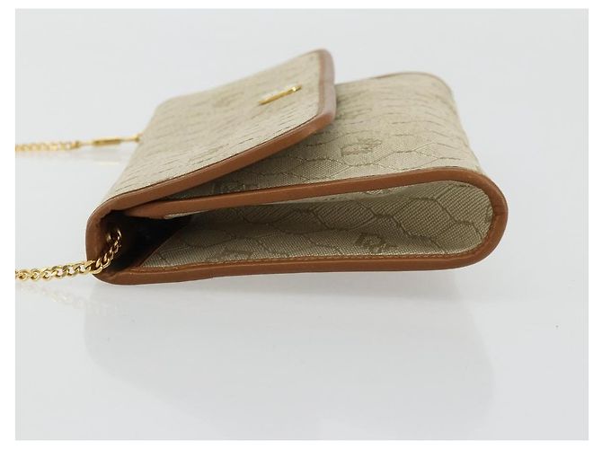 Borsa a spalla in tela a nido d'ape Christian Dior beige oro Auth 168850 - vista 4