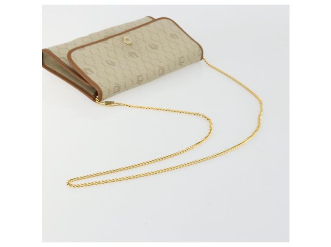 Borsa a spalla in tela a nido d'ape Christian Dior beige oro Auth 168850 - vista 7