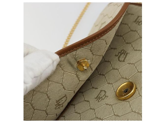 Borsa a spalla in tela a nido d'ape Christian Dior beige oro Auth 168850 - vista 9