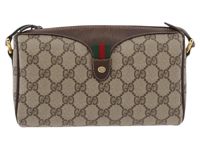 Borsa Sherry Line GG Supreme Web di GUCCI in PVC beige e oro 89 02 018 Auth 176741 D'oro - vista 13