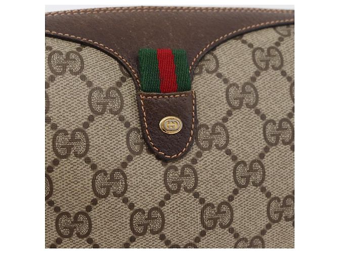 Borsa Sherry Line GG Supreme Web di GUCCI in PVC beige e oro 89 02 018 Auth 176741 D'oro - vista 17