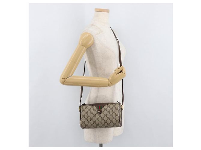 Borsa Sherry Line GG Supreme Web di GUCCI in PVC beige e oro 89 02 018 Auth 176741 D'oro - vista 21