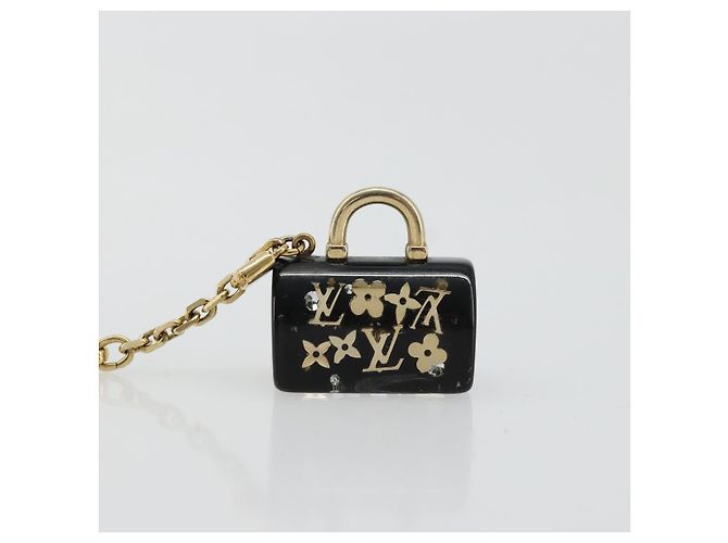 LOUIS VUITTON Portachiavi Speedy Unclusion Nero M65444 Auth BA12314 D'oro - vista 10