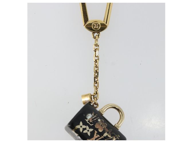 LOUIS VUITTON Portachiavi Speedy Unclusion Nero M65444 Auth BA12314 D'oro - vista 4