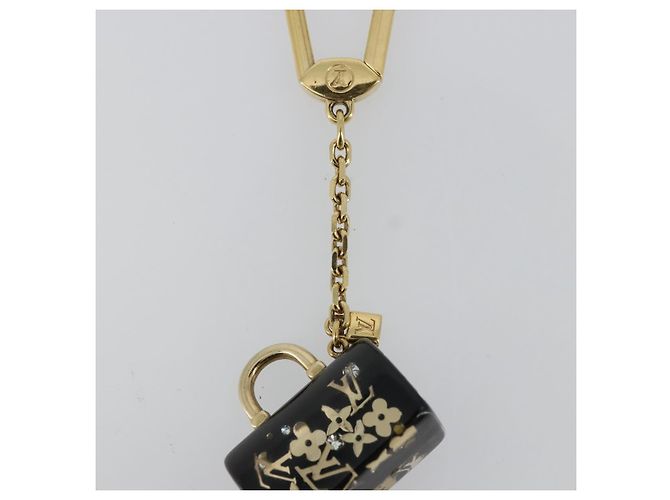 LOUIS VUITTON Portachiavi Speedy Unclusion Nero M65444 Auth BA12314 D'oro - vista 8