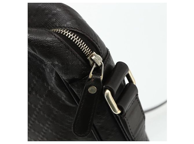 Borsa a Spalla GUCCI Diamante in Pelle Marrone Scuro Argento 201448 Auth BA12291A - vista 10
