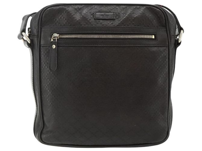 Borsa a Spalla GUCCI Diamante in Pelle Marrone Scuro Argento 201448 Auth BA12291A - vista 13